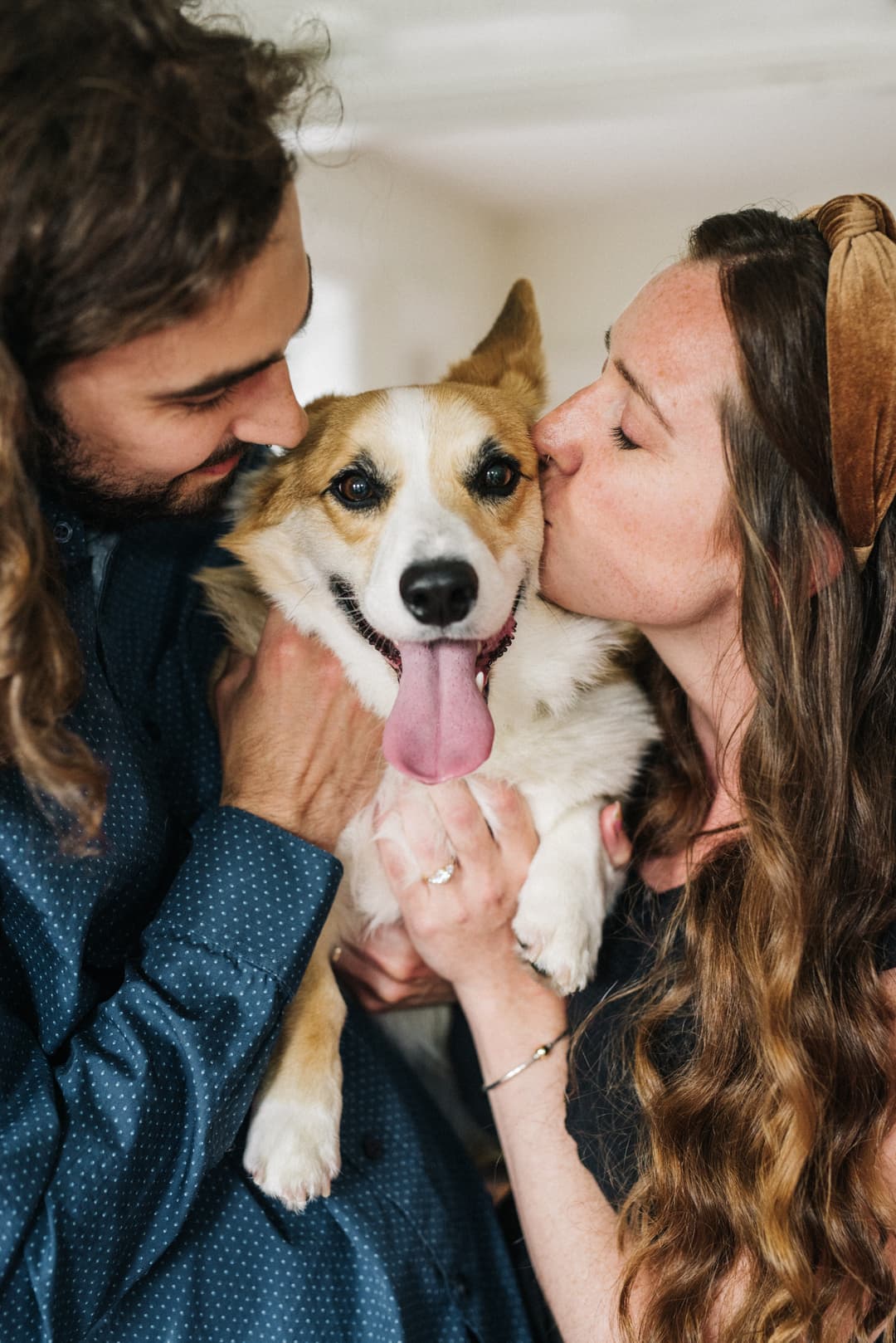 Corgi with pet parents