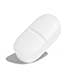 A white capsule shaped pill